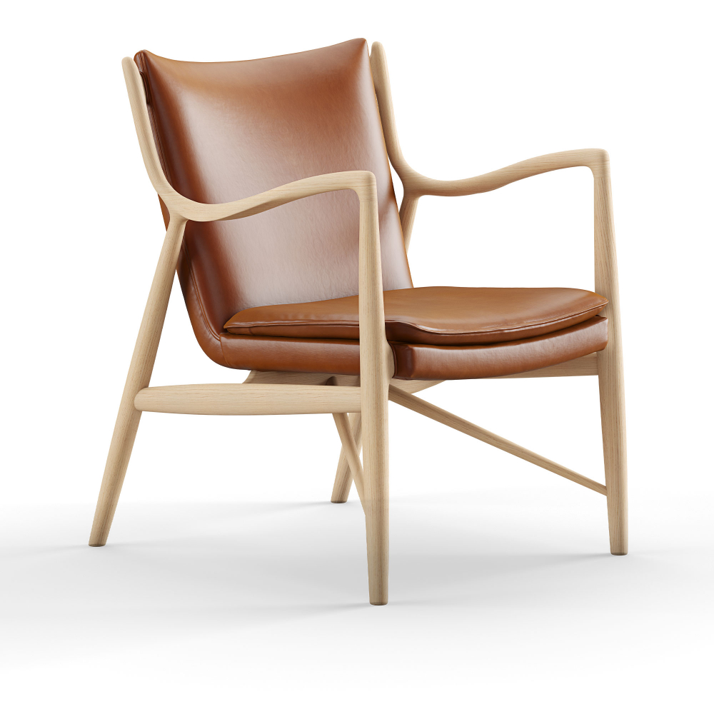 45 Chair, Oak, Leather Group 2, Nevada NV2488S Cognac