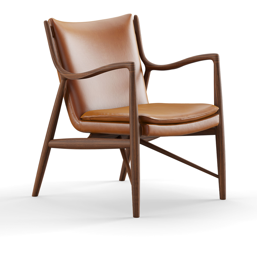 45 Chair, Walnut, Leather Group 2, Nevada NV2488S Cognac