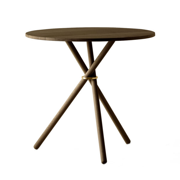 Aldric Café Table / Oak Dark / Brass