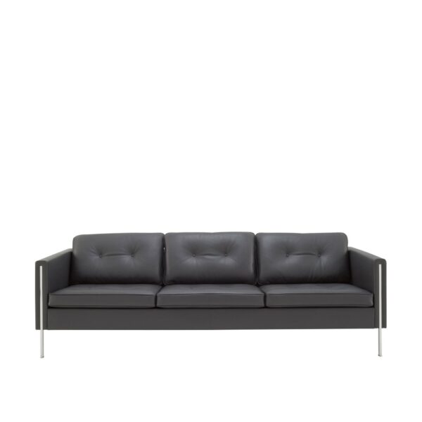 Andy Large Settee, Brilliant Chromed, Leather Cat. W, Kyoto Anthracite