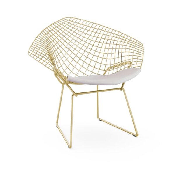 Bertoia Diamond Chair - Gold, underrede pläterad i 18k guld, Läder: Ka