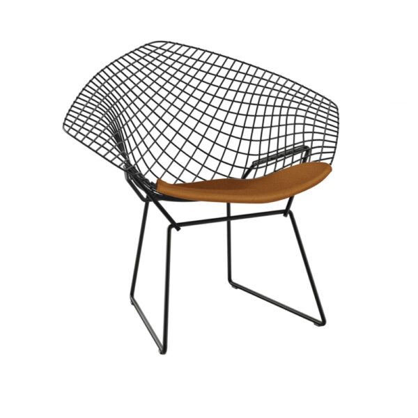 Bertoia Diamond Chair, underrede i Svart Rilsan, Läder: Kat. W - Vellu