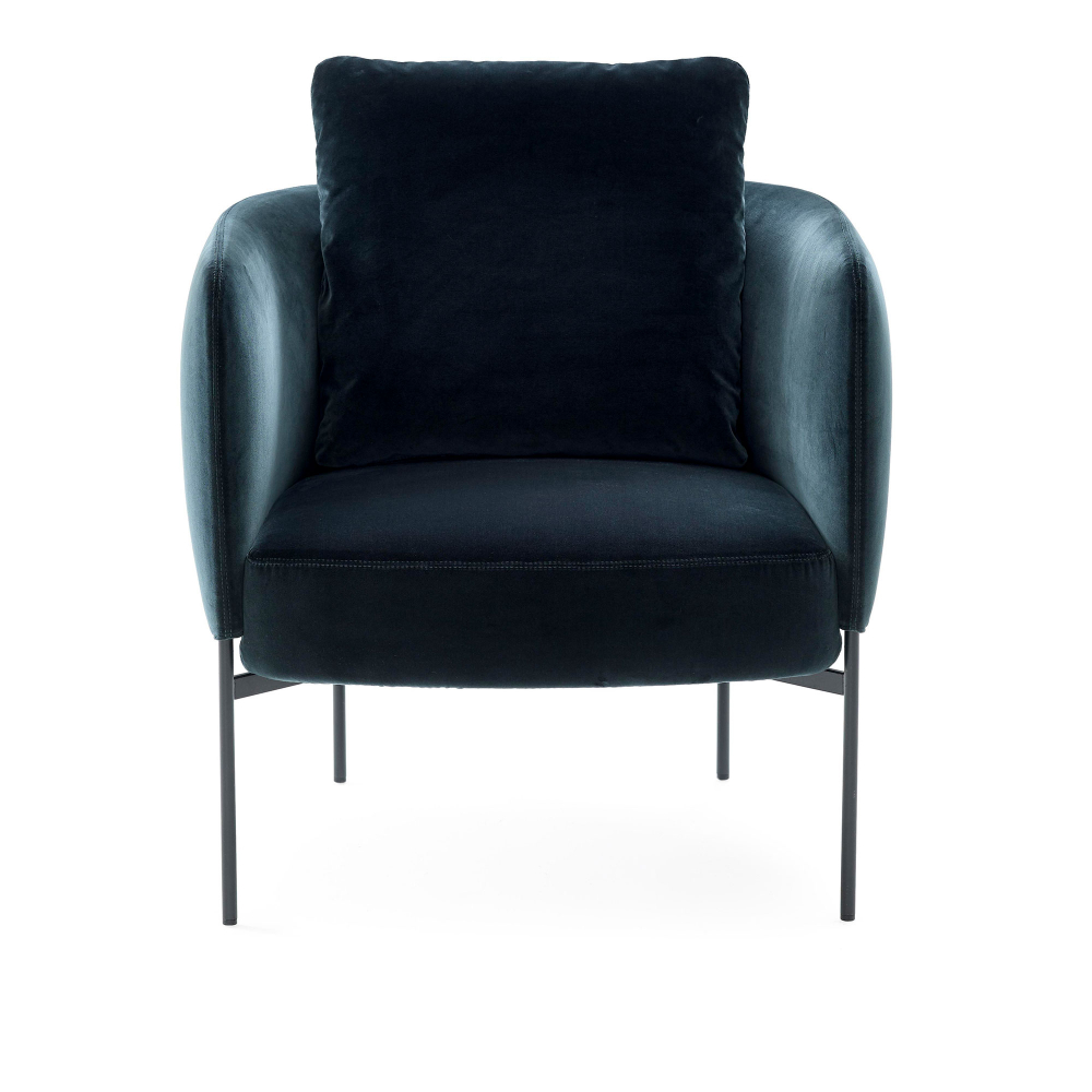 Bonnet Club Chair,Fabric Upholstery,Black MetalLeg Removable Upholster
