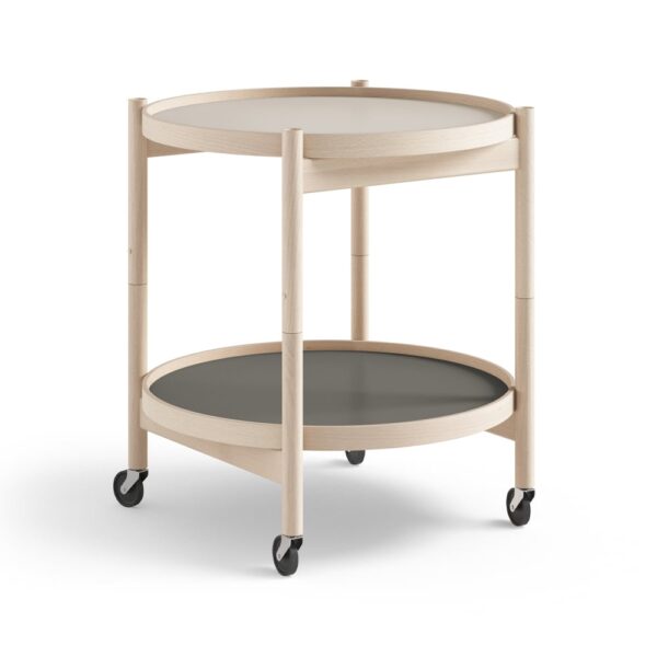 Brdr. Krüger Bølling Tray Table model 50 rullbord stone, obehandlat bokstativ