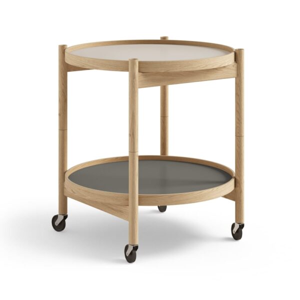 Brdr. Krüger Bølling Tray Table model 50 rullbord stone, oljat ekstativ