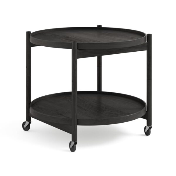 Brdr. Krüger Bølling Tray Table model 60 rullbord ek svart lack, svartlackat ekstativ