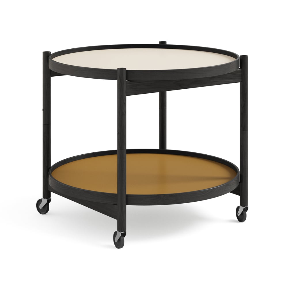 Brdr. Krüger Bølling Tray Table model 60 rullbord sunny, svartlackat ekstativ
