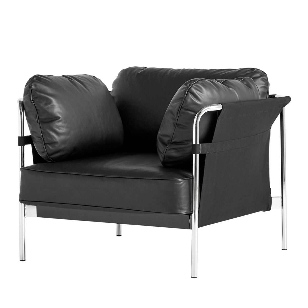 Can 1 Seater Sense Leather Black 842 / Chrome Base Black Canvas