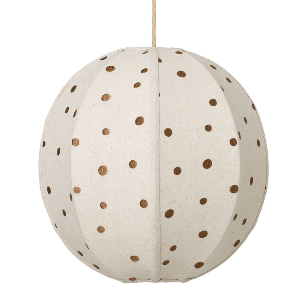 Embroided Textile Lampshade Dots Natural