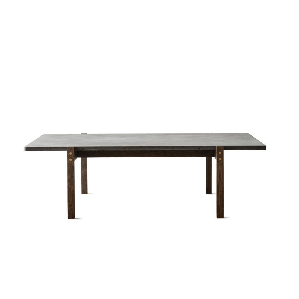 Eugene Coffee Table / Concrete Dark / Oak Dark / Brass