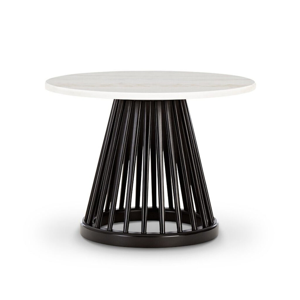 Fan Table 60 cm Black/White marble
