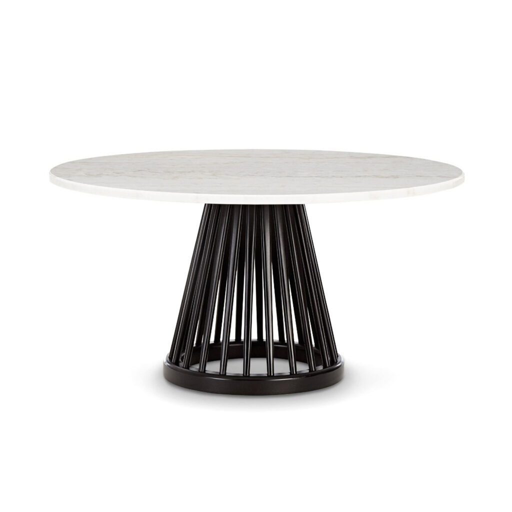 Fan Table 90 cm Black/White marble