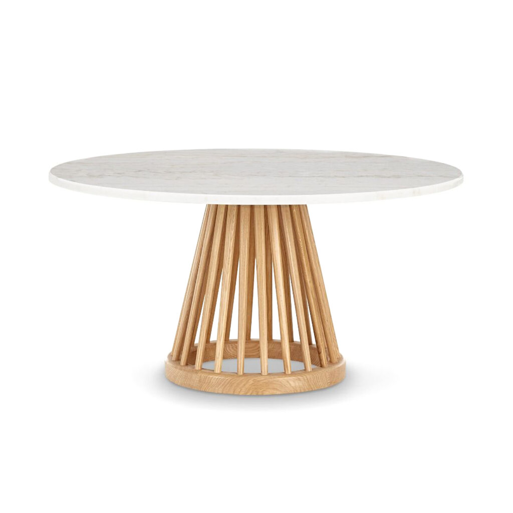 Fan Table 90 cm Natural/White marble