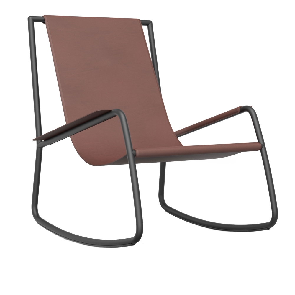 Flow Rocking Chair, Lacquered Armrest, Leather Cat. 39 Must 901
