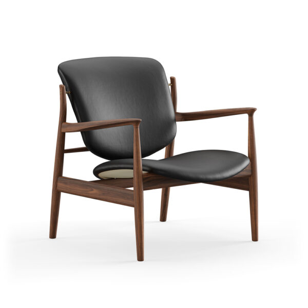 France Chair, Walnut, Leather Group 4, Elegance Black 20198