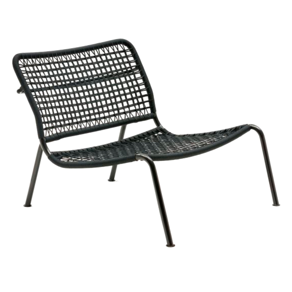 Frog Armchair, Lacquered Black, Weaving Hide Rope Brown