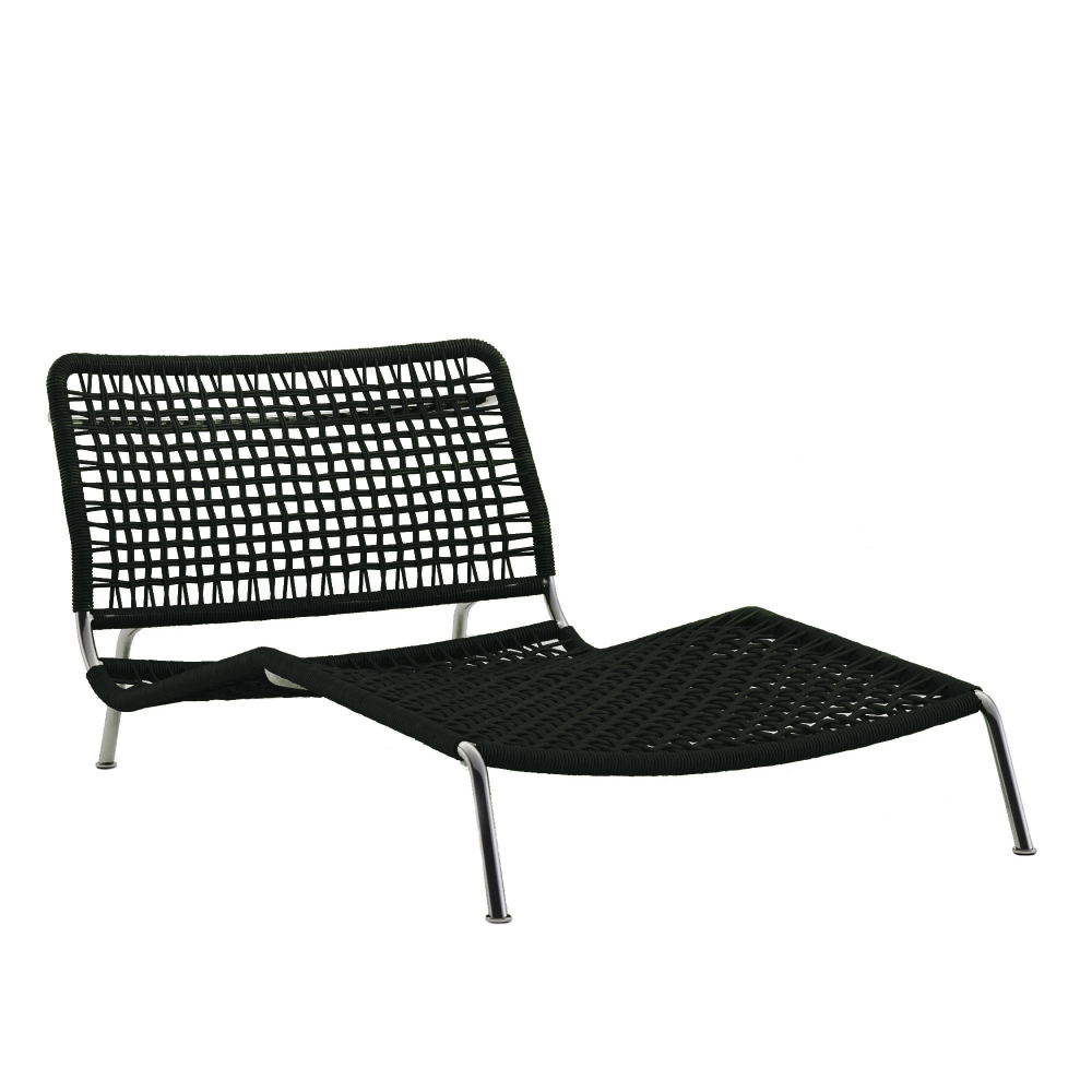 Frog Lounge Chair, Lacquered Black, Weaving Hide Rope Brown