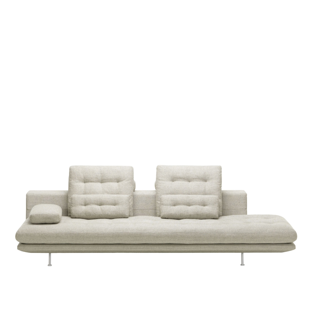 Grand Sofa 3 1/2-Seater Open On Right, One-Piece Seat, Polished Base,
