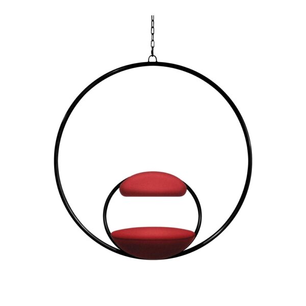 Hanging Hoop Chair, Mattsvart, Kvadrat Divina 3 Red - 100% Ull