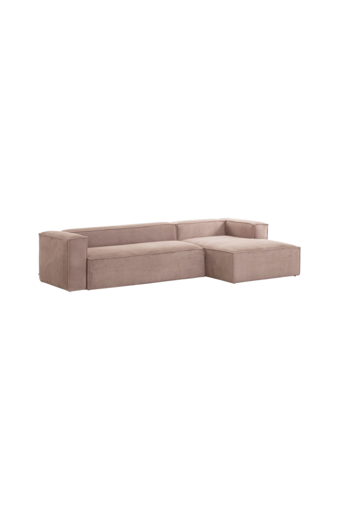 Kave Home - BLOK soffa 3-sits - divan höger - Rosa