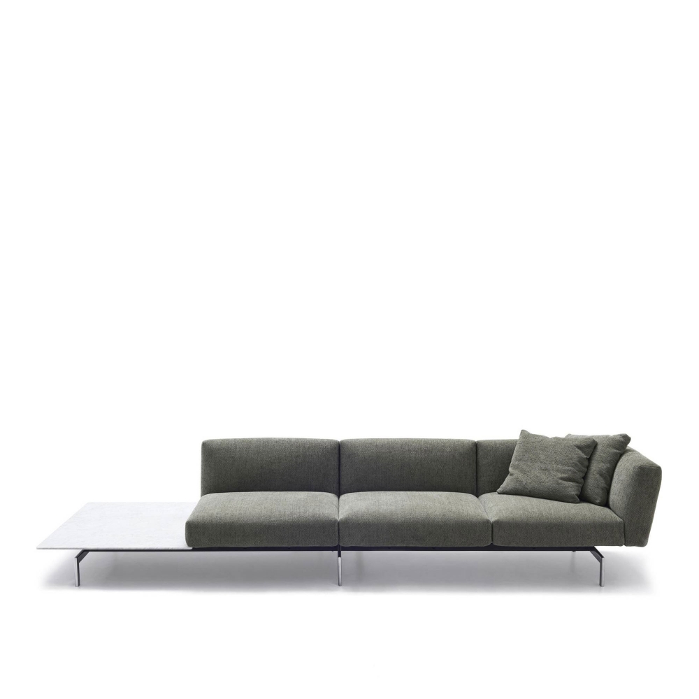 Lissoni Avio Sofa System Righthand Table, Statuarietto marmor, 3-sits,