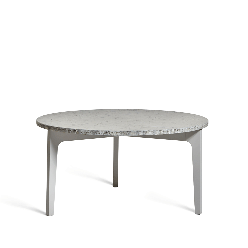 Mavis Höllviken soffbord kalksten, ljusgrått benstativ