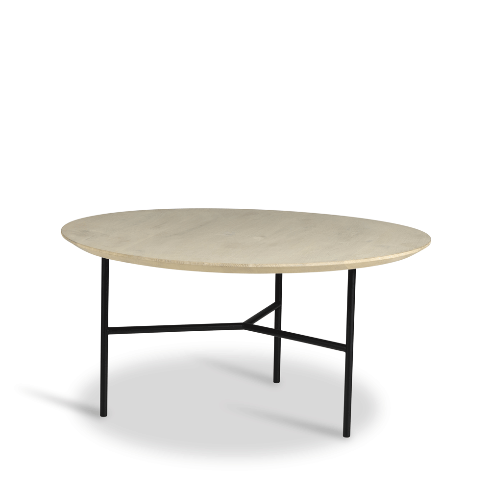 Mavis Tribeca soffbord ek såpad rustik, svarta ben, ø80