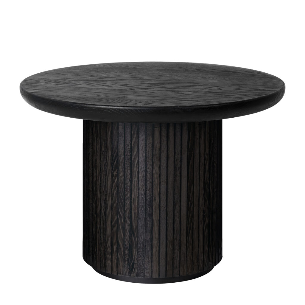 Moon Coffee Table Wood Top 60 cm Brown / Black Stained Veneer Oak Lacquered