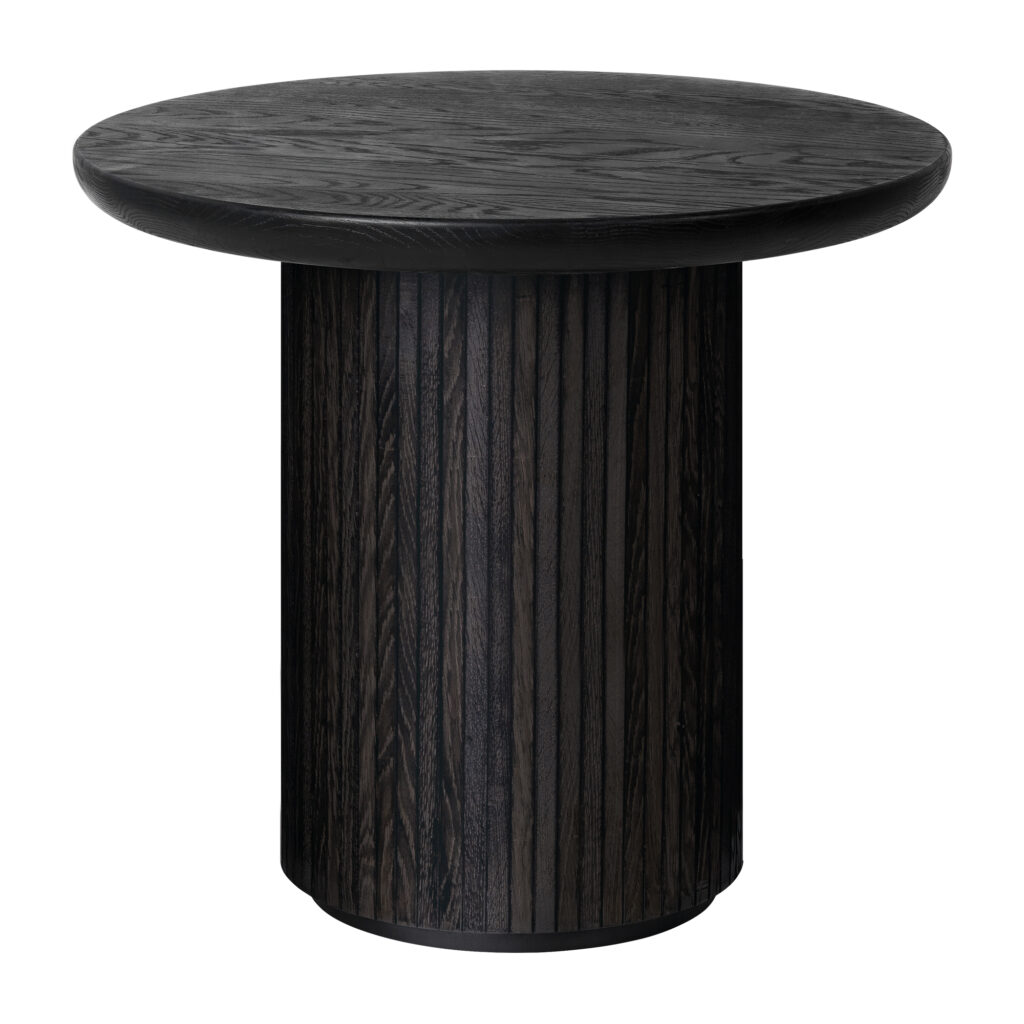 Moon Lounge Table Wood Top 60 cm Brown / Black Stained Veneer Oak Lacquered