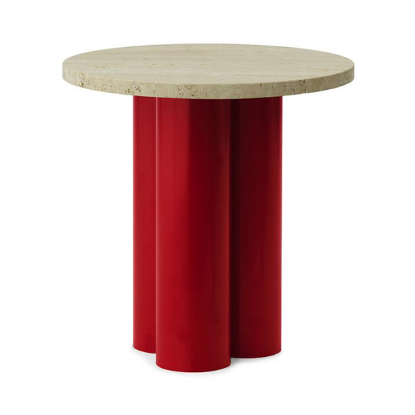 Normann Copenhagen Dit sidobord Ø40 cm Travertine Light-bright red