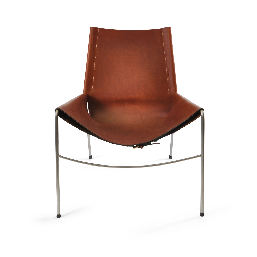 November Chair, Black Steel Frame, Leather: Black