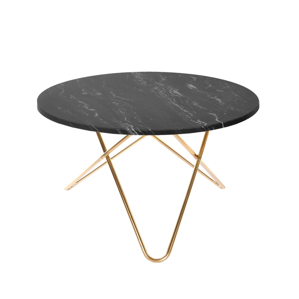 OX Denmarq Big O Table matbord marmor marquina, mässingsstativ