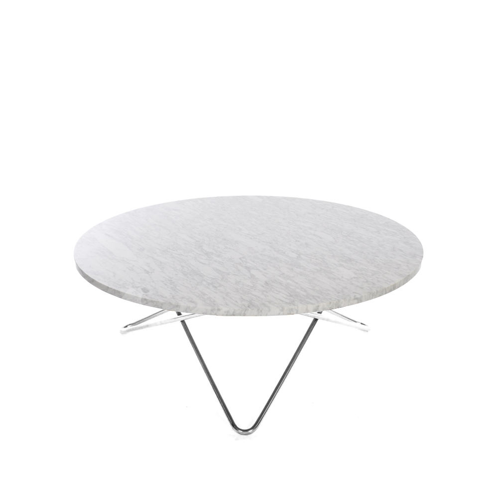 OX Denmarq Large O Table soffbord marmor carrara, rostfritt stativ