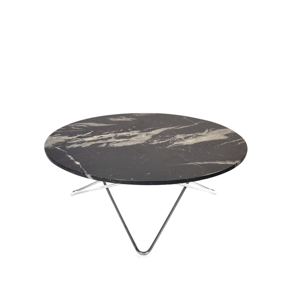 OX Denmarq Large O Table soffbord marmor marquina matt, rostfritt stativ