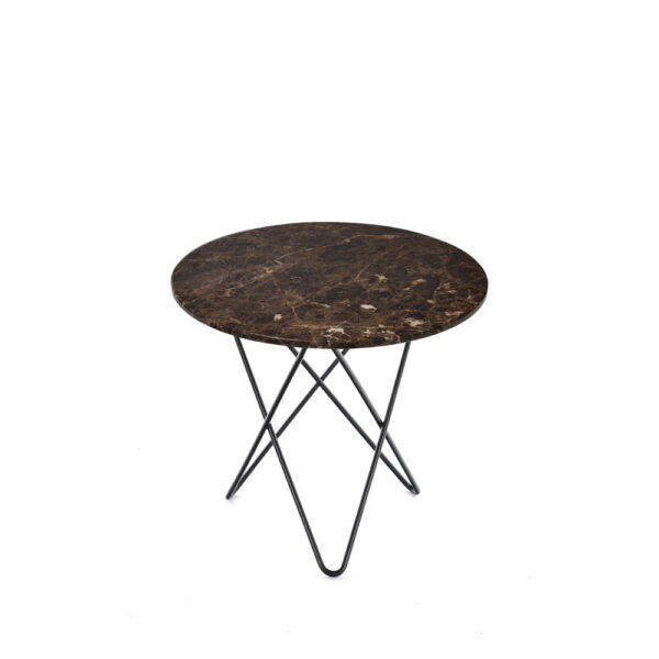 OX Denmarq Mini O Table soffbord marmor brun, svartlackat stativ