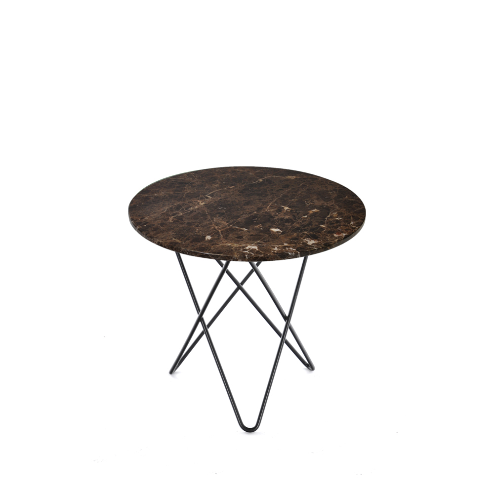 OX Denmarq Mini O Table soffbord marmor brun, svartlackat stativ