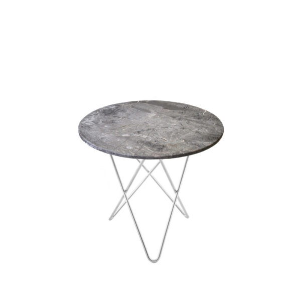 OX Denmarq Mini O Table soffbord marmor grå, rostfritt stativ