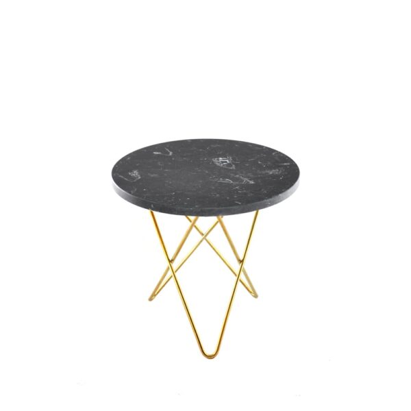 OX Denmarq Mini O Table soffbord marmor marquina, mässingsstativ