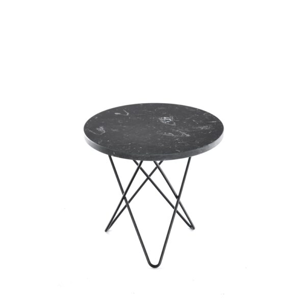 OX Denmarq Mini O Table soffbord marmor marquina, svartlackat stativ