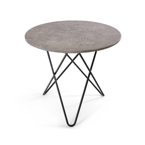 OX Denmarq O Dining Table matbord marmor grå, svartlackat stativ