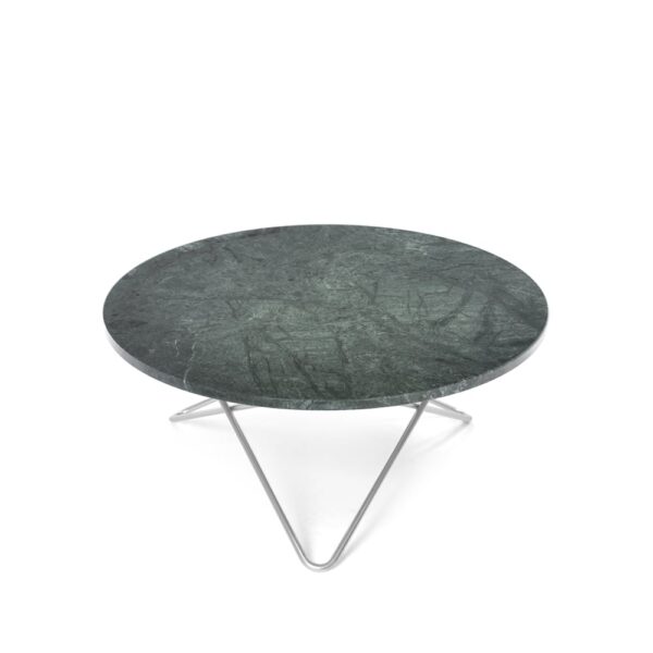 OX Denmarq O Table soffbord marmor grön, rostfritt stativ