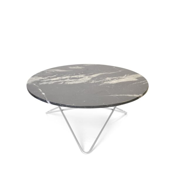 OX Denmarq O Table soffbord marmor svart, rostfritt stativ