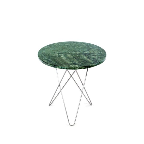 OX Denmarq Tall Mini O Table soffbord marmor grön, rostfritt stål