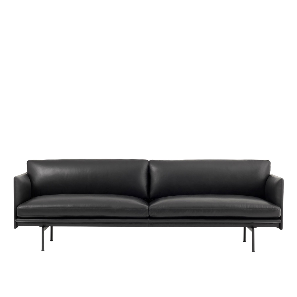 Outline Sofa 3-seater, Silk Leather Cognac