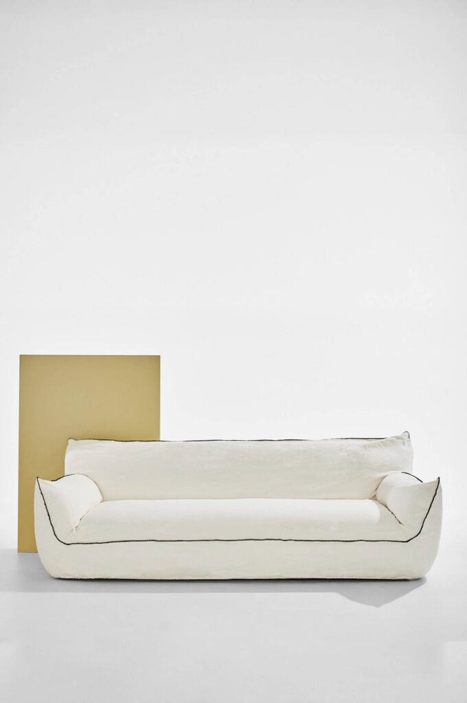 Pastill - Gia soffa i linne, 3,5 sits - Vit