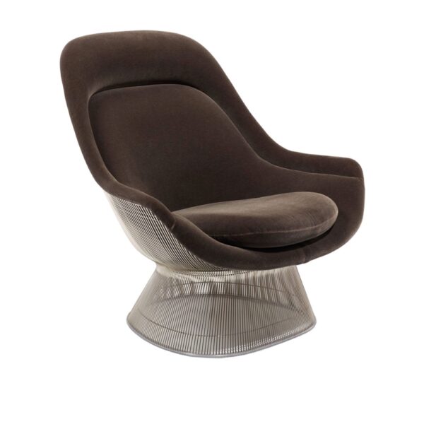 Platner Easy Chair, Polished Nickel, Tyg: Kat. B - Knoll Velvet - K784