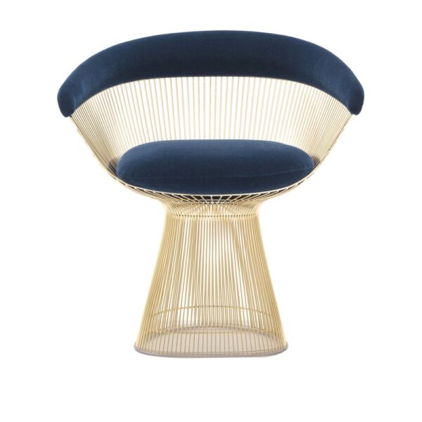 Platner Side Chair - 18k guld, Tyg: Kat. B - Knoll Velvet - K78448