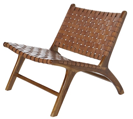 Porto Fåtölj Large 65x79 cm Teak/Läder Konjak