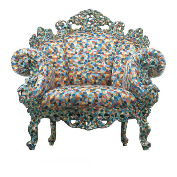 Proust Armchair, Hand-painted Structure/Cover, Fixed Multicolor Cover,