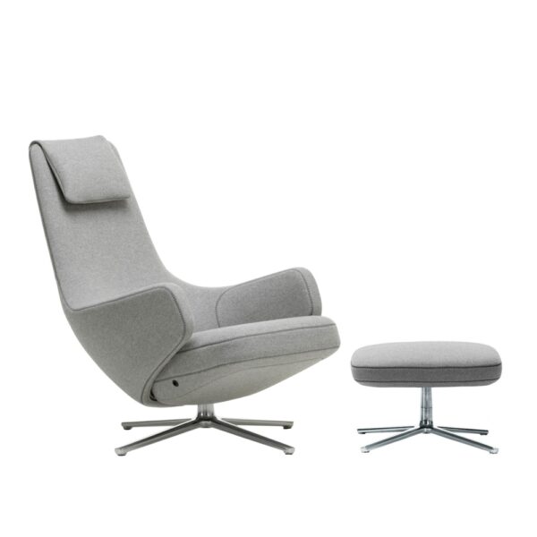 Repos & Ottoman Low, Aluminium Polished Base, Back/Seat Leather Pr